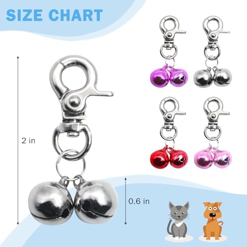 SCENEREAL Bells for Dog Collars - 2 Pack Pet Hanging Ring Bell Accessories for Dog & Cat, Pet Pendant Collar Charm with Heavy Duty Snap Clips