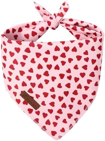 Valentine's Dog Bandana, UP URARA PUP Soft Cotton Adjustable Pet Scarf for Small, Medium, and Large Dogs, Cute and Comfortable Dog Accessory,L