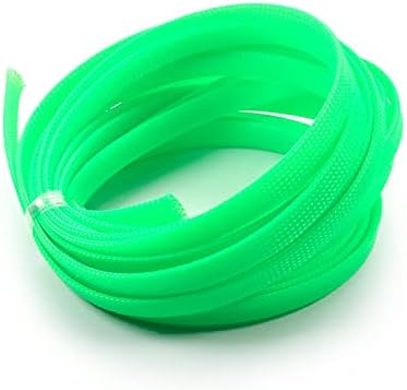 Bettomshin 10m/32.8Ft Fluorescent Green Cable Management Sleeve, 12mm Width, Heat-Retardant PET Cord Protector