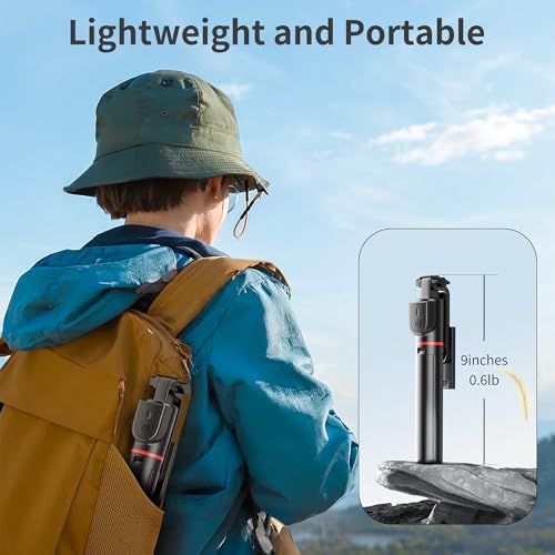 Selfie Stick for iPhone, 360°Rotating Tripod for Phone with Detachable Remote, Portable Phone Tripod Stand for Video Recording, Compact & Lightweight