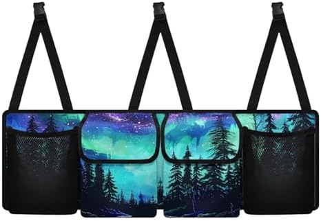 Forest Car Trunk Organizer with 4 Pockets Hanging Car Backseat Storage Bag Detachable Car Storage Accessories for SUV Sedans Hatchback Crossover Minivan