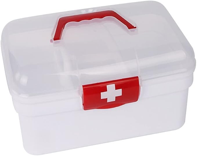 Eforcase Storage Organizer - Medicine Box Plastic First Aid Box Empty - Family Emergency Kit Medication Storage Organizer with Handle Medicine Cabinet Storage Pill Case Durable Organizer Box Bins