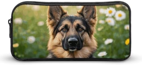 Cute Pet German Shepherd Dog Pencil Case Large Capacity Pencil Pouch | Portable Pencil Bag Zipper Pouch Small Makeup Bag for Women, Durable Aesthetic Pencil Cases for Office Supplies Organizer