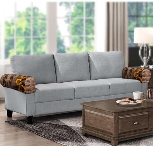 Sofa Arm Covers for Couch Wooden Sunflower Arm Chair Covers Scratch-Resistant Sofa Arm Covers Protect Anti-Slip Furniture Protector Set of 2