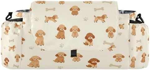 double stroller accessories Poodledogs Dog Puppy White Animal Pet diaper caddy with travel wipes pouching