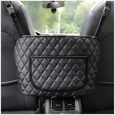 Ohleats Car Handbag Holder Between Seat, Leather Large Capacity Storage Pocket for Front Seat, Automotive Console Organizer Interior Backseat Barrier for Kids Pet, Car Accessories