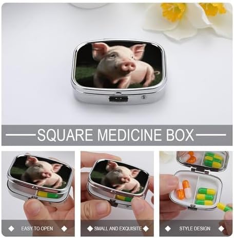 Cute Pets Pill Box 2 Compartment Pill Case Portable Pocket Pill Organizer Medicine Vitamin Organizer for Men Women