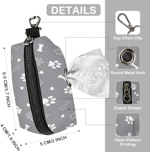 Dog Poop Bag Holder for Leashes with Zippered - Paws & Bones