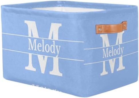 Custom Initial Letter Light Sky Blue Organizing Clothes Baskets