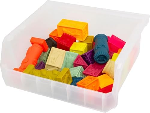 ReadySpace Extra Large Stackable Plastic Storage Bins, 4-Pack, Clear