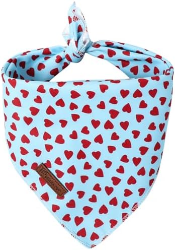 Valentine's Dog Bandana, UP URARA PUP Soft Cotton Adjustable Pet Scarf for Small, Medium, and Large Dogs, Cute and Comfortable Dog Accessory,L