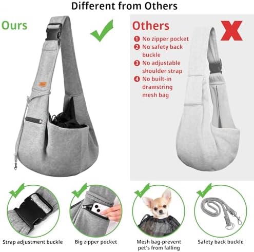 CUBY Dog and Cat Sling Carrier - Hands Free Reversible Pet Papoose Bag - Soft Pouch and Tote Design - Suitable for Puppy, Small Dogs Cats Outdoor