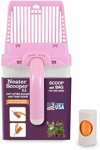 Neater Pet Brands Neater Scooper XL Cat Litter Scoop, 15 Refill Bags – Extra-Large Capacity Mess-Free Cat Litter Scooper with Bag for Large & Multiple Cats, Spill-Proof Litter Box Scooper with Holder