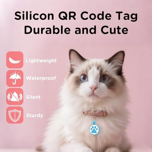 Personalized Dog Tag, Laser Engraving QR Code, Silicone Dog ID Tag, Pet Online Profile, Scan QR Code Send Location, Collar Harness Accessories (Medium to Large Breeds - 1.25", Blue)