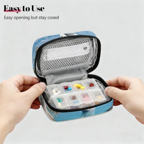 Travel Pill Organizer Beautiful Island Sailboat Small Pill Case