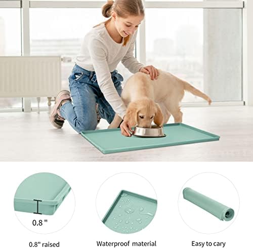 Silicone Dog Food Mat Waterproof Pet Feeding Tray for Medium and Large Dogs
