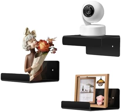 Pack of 3 Wall Mount Shelves for Security Cameras Remote Controls Modern Organization Living Room Bathroom Storage Solut