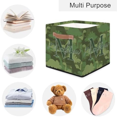 Personalized Storage Baskets for Organizing, Foldable Storage Bins with Handles Custom Cute Basket for Boys, Girls, Pet, Clothes, Blanket, Bedroom Nursery Toy Storage Gift,13 x13 x13 In,Camouflage