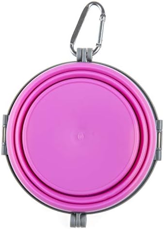 Loving Pets Bella Roma Collapsible Dog Bowls - Silicone Dog Bowls, Foldable Bowl, Puppy Essentials & Hiking Pet Supplies Great for Home & Travel (Pink, Small)