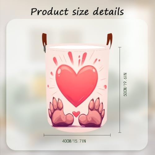 Laundry Basket 15.7x19.7 in Paw Heart Hamper for Bedroom