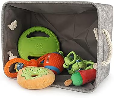 Dog Toy Storage Basket Bin with Personalized Pet's Name - Collapsible Rectangular Storage Box Chest Organizer for Dog Toys,Dog Coats,Dog Clothing,Dog Apparel & Accessories (Beige, L)