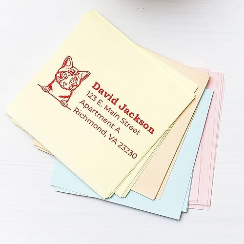 Peeking Ojos Azules Cat Self-Inking Address Stamp - Clear Impressions | Envelope Stamp for Cat Lovers Custom Made. Choice of 11 ink colors. Ojos Azules Cat Address Stamper. 4 case colors.
