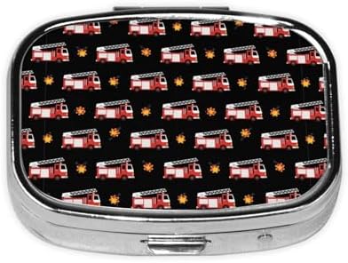 Custom Pill Box Engraved Medicine Organizer Personalized Gifts Pharmacist Nurse Retirement Present, Fire Fighters Red Fire Truck Cartoon