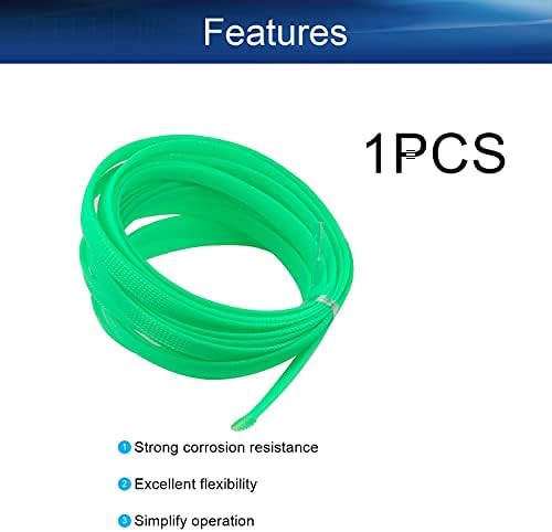 Bettomshin 1Pc 16.4Ft(5m) Cable Management Sleeve, 1/2"(12mm) Width PET Fluorescent Green Cord Protector, Wire Loom Tube Insulated Split Sleeving for USB Cable Power Cord Organizer Video Cable Hider