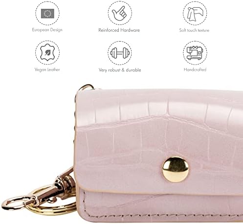 Nina Woof Leather Poop Bag Holder- Versatile Vegan Leather Waste Bag Holder for Dog Poop, Accessories, & Leash, Reusable Pet Waste, Trash, Pet Diaper & Poop Bags Small Pouch Holder (Lilac)