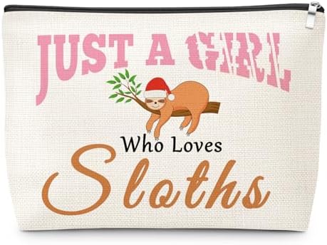 Sloth Gifts for Women Makeup Bag Gifts for Sloth Lover Wild Animal Themed Gift Ideas for Women Sister Daughter Mom Friend Wife Niece BFF Besties Christmas Birthday Present Cosmetic Bag with Zipper