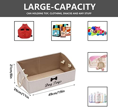 Morezi Large Dog Toy bin Puppy Shallow Toy Baskets Dog Toy Storage Perfect for Living Room playroom Closet Home Organization - White