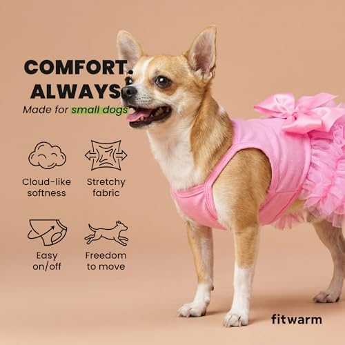 Fitwarm Sparkly Dog Tiered Dress, Fancy Dog Clothes for Small Dogs Girl, Bohemian Doggie Birthday Outfit, Pet Apparel, Pink, Medium