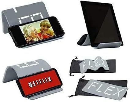 Cell Phone Stand and Tablet Stand for Air Travel, Work and Home- Flexible Phone Holder is the Perfect iPhone Stand and Holds Any Mobile Device- Non-Slip Grip, Strong and Durable- Dark Navy Blue