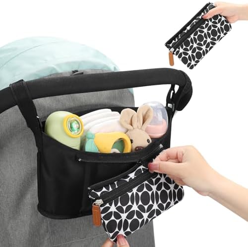 Accmor Universal Stroller Organizer with Detachable Phone Bag, Stroller Bag Caddy Organizer Stroller Accessories for Uppababy, Baby Jogger, Nuna, Doona, Britax Strollers