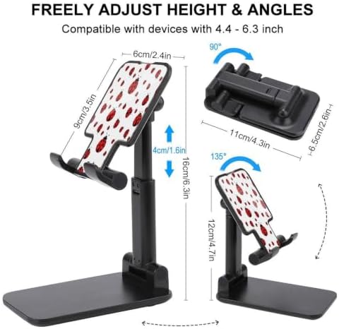 Desktop Foldable Ladybug Red Black Dots White Smartphone Stand