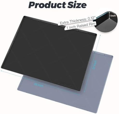 HUUSMOT Under Sink Mat 28" x 22", Extra Thick Waterproof Silicone Liner, Cabinet Protector Tray Organizer for Kitchen (Black)