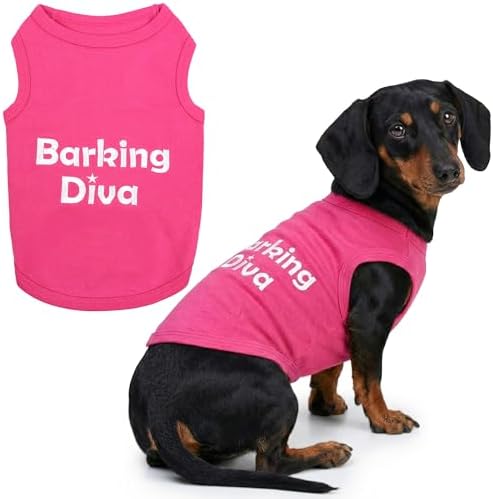 Parisian Pet Dog Shirt – 100% Cotton Barking Diva Shirts for Large Dogs – Pink Sleeveless Puppy Clothes – Lightweight and Breathable Pet Apparel – Girl Dog Clothes - Stretchy T Shirts for Dogs