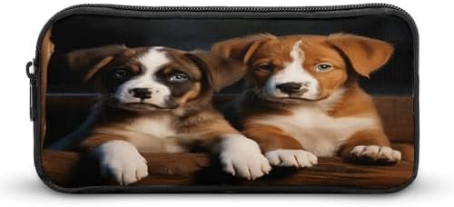 Puppies Dogs Pets Animals Pencil Case Large Capacity Pencil Pouch Portable Cute Pen Bags Multifunctional Pencil Bag Sturdy Aesthetic Pen Pouch Fashion Tool Bag Desk Organizer Unisex