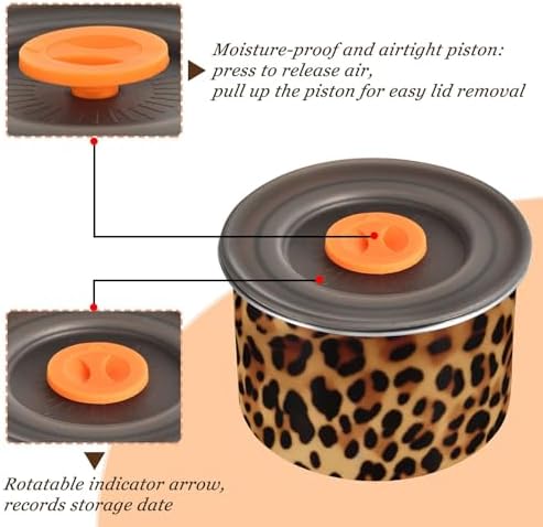 Leopard Print Coffee Canister with Lid Airtight Food Storage Containers 17oz Stainless Steel Canisters Kitchen Food Organizer for Beans, Cereal, Pasta, Flour, Sugar, Snacks