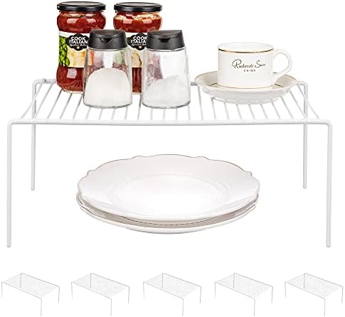 Redrubbit Large (15.7 x 9.4 Inch) Cabinet Storage Shelf Rack, Set of 6, Rustproof, Minimalist, White, Metal Steel, 6 Shelves, Kitchen, Bathroom, Bedroom, Freestanding, No Assembly Required