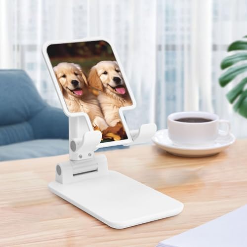 360 Rotating Cell Phone Stand, Fully Adjustable Foldable Desktop Phone Holder Cradle Dock, Golden Retriever dogs puppies pets Mobile Phone Kickstand for Desk, Office, Tablet Stand, Thick Case Friendly