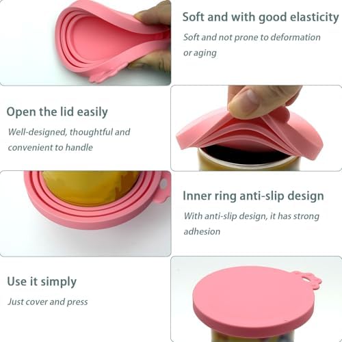 4pcs Cat Wet Food Spoon with Can Lids 3 oz | Multi-Function Cute Paw Shape Opener Spatula Cat Spoon Silicone Pet Covers (Universal Size,One fit 3 Standard Size Pet Cans