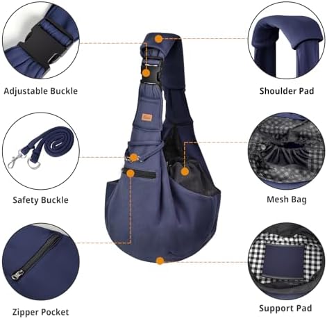 CUBY Dog and Cat Sling Carrier - Hands Free Reversible Pet Papoose Bag - Soft Pouch and Tote Design - Suitable for Puppy, Small Dogs Cats Outdoor