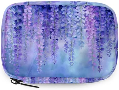 Travel Pill Organizer Abstract Watercolor Purple Blue Pill Case
