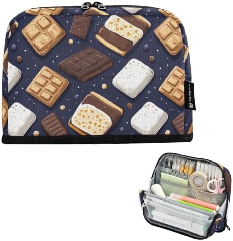 Marshmallows Chocolate Bars S'mores Pencil Case for Kids Girls Boys | Large Pencil Pouch Pen Bag Holder with Big Capacity