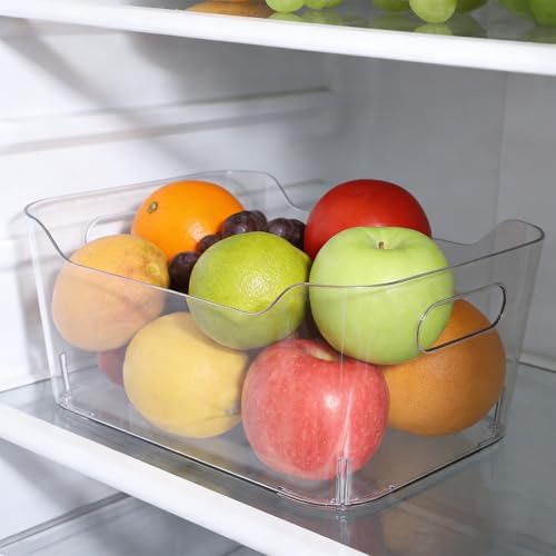6pcs Organizer Bins Pet Refrigerator Storage Organizer for Kitchen | 9.84-inch Size, Cabinet Drawer Use, Condiments and Pantry Supplies, Space-saving Build, Easy Clean Surfaces