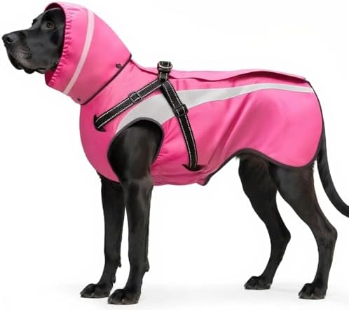 Dog Raincoat Waterproof Raincoats for Dog Reflective Dogs Rain Jackets with Hood Hoodie Pet Rain Poncho Coat for Small Medium Large Dogs Puppies S-XXL (Pink, XXL)