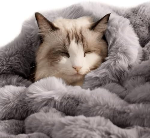 SOMAHE Soft Faux Fur Pet Blanket, Washable, Medium 28x22 Dark Gray