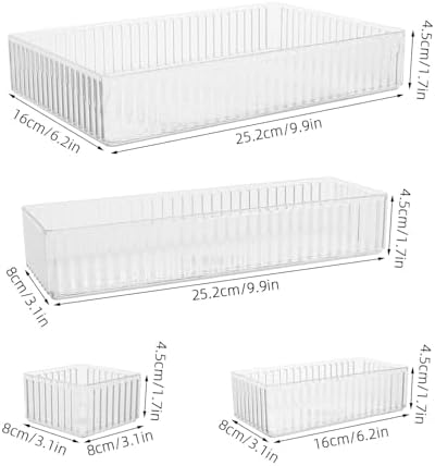 VICASKY 10pcs Plastic Drawer Organizers Stackable Pet Storage Bins with Removable Dividers and Raised Edges for Secure Storage and Easy to Clean Vanity and Jewelry Drawers