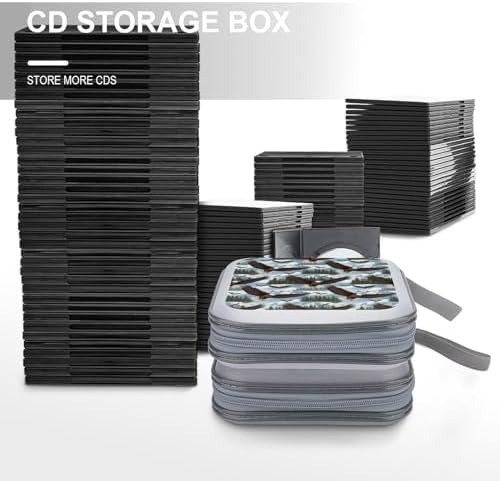 40-Disc Capacity CD/DVD Case Cool Bald Eagle, Hard Plastic Protective Storage Binder with Zipper, Portable Organizer for Car Home Office
